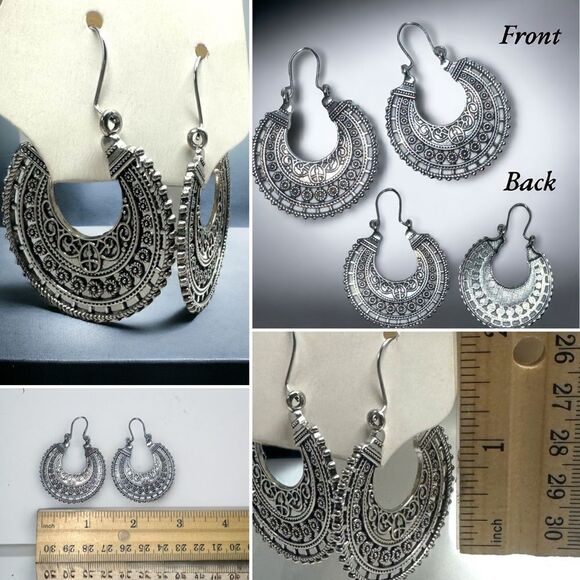 Silver Earrings l Hollowed Out l 3 Darling Styles l Hook l New - Picture 7 of 12